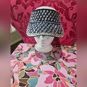 Glamorous Navy Rhinestone Embellished Visor